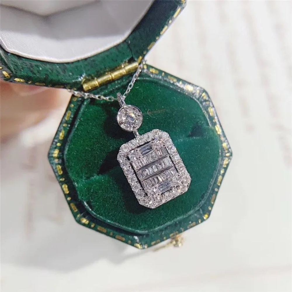 💋18k White Gold Filled Cz Diamond Drop pendant Necklace